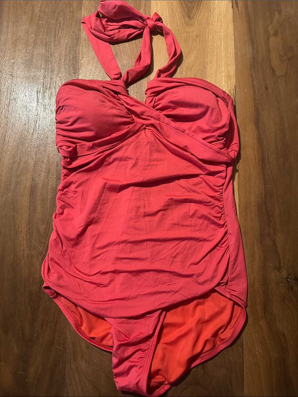Merona Twist-front Halter Pink One-Piece Swimsuit Sz Medium